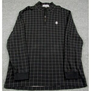 Fairway & Green Sweater Mens Extra Large Black Check  1/4 Zip Golf Pima Cotton